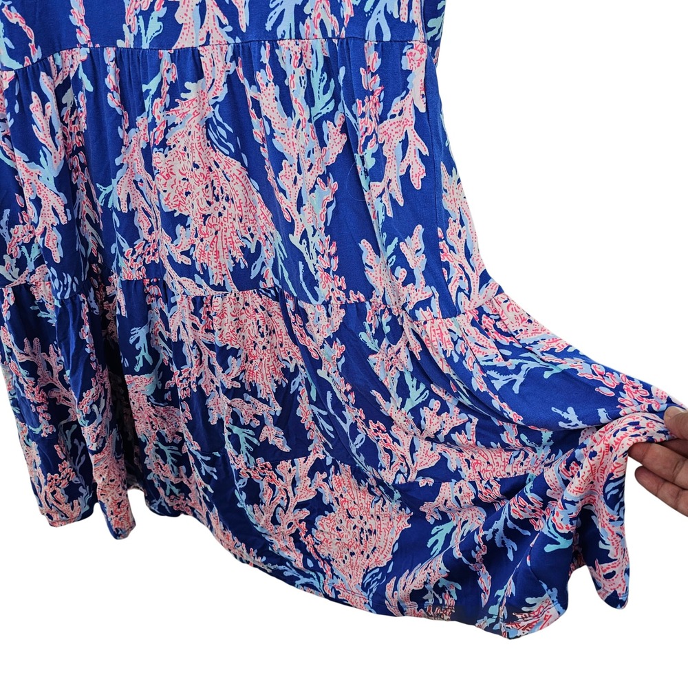 Lilly Pulitzer TRACI LONG SLEEVE DRESS Borealis Blue Swim on Over Size Medium - Picture 9 of 11